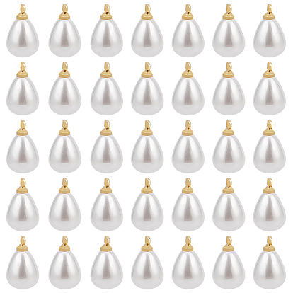 60шт. подвески из пластика ABS с имитацией жемчуга, с латунной фурнитурой , капля, реальный 18 k позолоченный