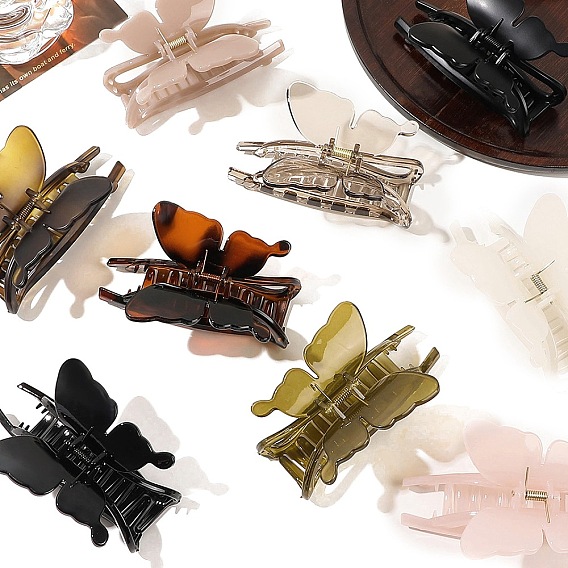 Пластиковые заколки для волос с большими когтями в форме бабочки, аксессуары для волос для женщин и девочек