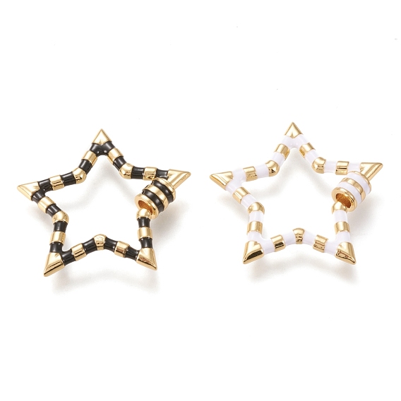 Латунные подвески с карабином, с эмалью, для изготовления ожерелий, долговечный, звезда, золотые