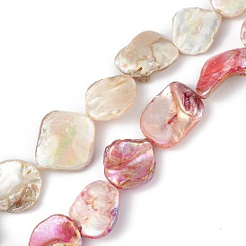Brins de perles de coquille d'eau douce naturelles plaquées de couleur ab, losange
