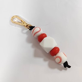 Llaveros de bolas de silicona, con cierres a presión giratorios de aleación, para llavero, bolso, adorno de mochila