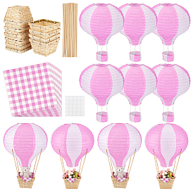 Декор для вечеринки: бумажные и железные шарообразные фонарики, с бамбуковыми цветочными стеблями и корзинами для хранения, бумажная салфетка и акриловая плоская круглая двусторонняя клейкая лента