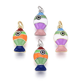 Подвески из латуни и эмали, рыба, с целью перехода в кольце