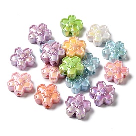 UV Plating Acrylic Beads, AB Color, Flower