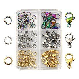 120Pcs Ion Plating(IP) 304 Stainless Steel Lobster Claw Clasps, Parrot Trigger Clasps and 304 Stainless Steel Open Jump Rings