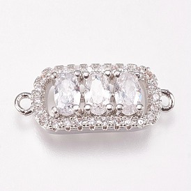 Brass Micro Pave Cubic Zirconia Links, Rectangle