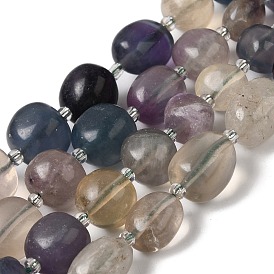 Natural Fluorite Beads Strands, with Seed Beads, Nuggets, Tumbled Stone