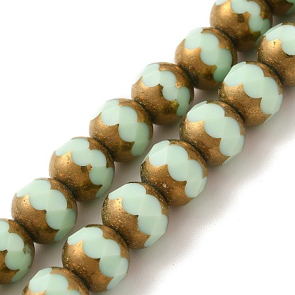 Opaque Solid Color Glass Beads Strands, Faceted, Round