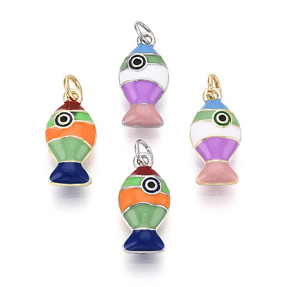 Подвески из латуни и эмали, рыба, с целью перехода в кольце