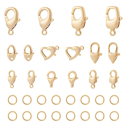 16 шт. 8 стили латунные застежки-лобстеры, с латунными открытыми соединительными кольцами (шт.), разнообразные