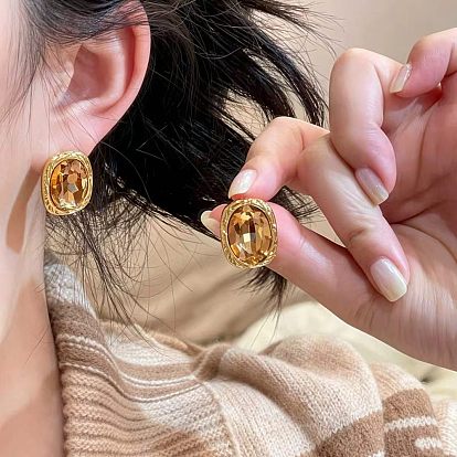 Овальные серьги-гвоздики из сплава и акрила для женщин