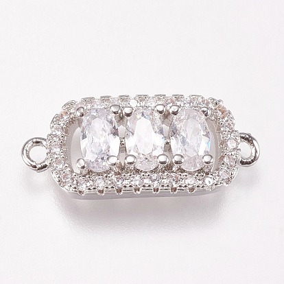 Brass Micro Pave Cubic Zirconia Links, Rectangle