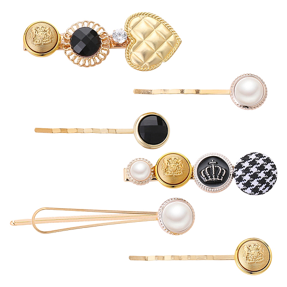 6 шт. 6 стили для волос из сплава шпильки-коклюшки, с пластиковыми бусинами из искусственного жемчуга