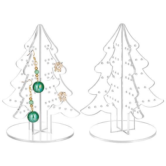 Christmas Tree Acrylic Earring Display Stands, Earring Organizer Holder