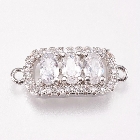 Brass Micro Pave Cubic Zirconia Links, Rectangle
