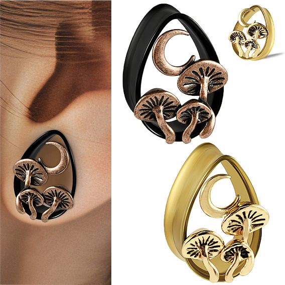 304 из нержавеющей стали ухо пробки датчики, Каплевидный грибовидный туннельный расширитель уха для мужчин и женщин