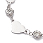 Stainless Steel Heart Link Chain Bracelet with Cubic Zirconia