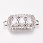 Brass Micro Pave Cubic Zirconia Links, Rectangle