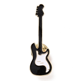 Guitar Enamel Pin, Light Gold Plated Alloy Badge for Backpack Clothes