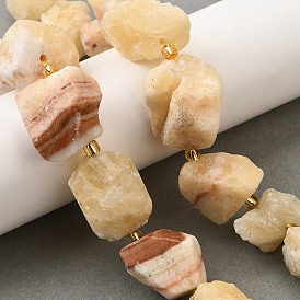 Нити бусин из необработанного натурального желтого нефрита, самородки, с бисером