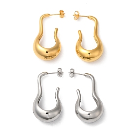 304 Stainless Steel Twist Teardrop Stud Earrings