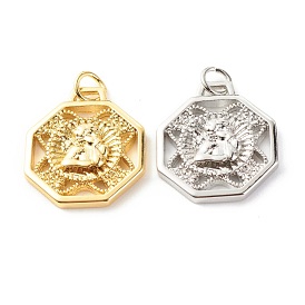 Латунные подвески, с целью перехода в кольце, без кадмия и без свинца, шестиугольник