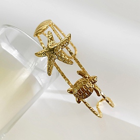 304 женские браслеты-манжеты из нержавеющей стали, форма морской звезды, черепахи и панциря