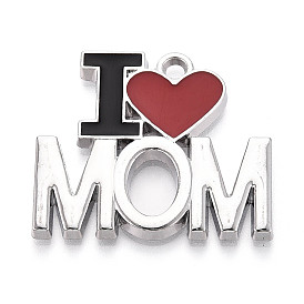 Подвески из эмали и сплава, слово я люблю маму, без кадмия и без свинца