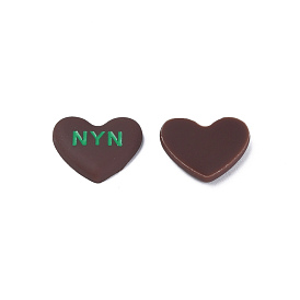 Acrylic Enamel Cabochons, Heart with Word NYN
