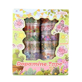 Flower & Plant Transparent PET Decorative Tapes, for Arts, DIY Crafts, Journals, Planners, Scrapbook, Wrapping