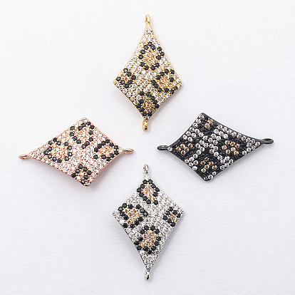 Leopard pattern loose beads micro-inlaid jewelry connector prismatic heart-shaped DIY connector jewelry accessories