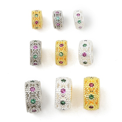 Латунные микро проложить Цирконий Европейский бисером, плоско-круглые, бусины с большим отверстием, стойки покрытие, без кадмия и без свинца, долговечный