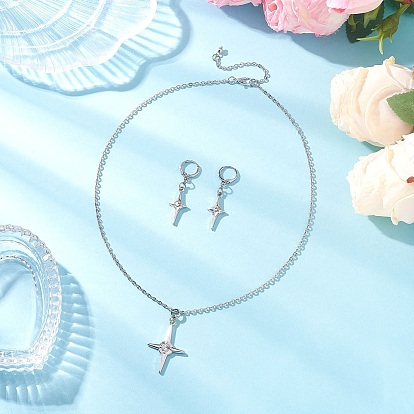 Комплекты из серег и ожерелий из сплава со стразами в форме звезд для женщин