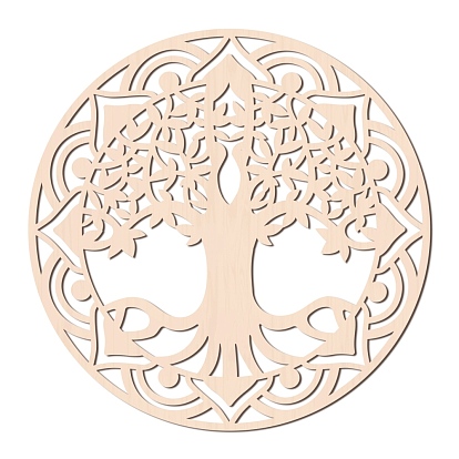 Escultura de pared de madera cortada con láser, toro decoración, símbolo de meditación de decoración del hogar, ilustraciones colgantes de yoga, plano y redondo