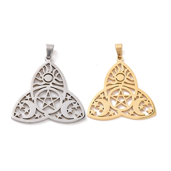 304 из нержавеющей стали полые подвески, троичный узел со звездой/луной/солнцем