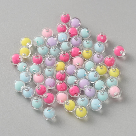 100 шт прозрачные акриловые бусины, бусина в бусине, круглые