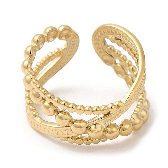 304 Stainless Steel Open Cuff Ring, Criss Cross