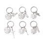 Брелки из сплава в тибетском стиле, с 304 кольцами для ключей из нержавеющей стали, плоско-круглые