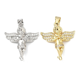 Латунные микропаве прозрачные подвески с фианитом, ангельские прелести, без кадмия и без свинца, долговечный, стойки покрытие