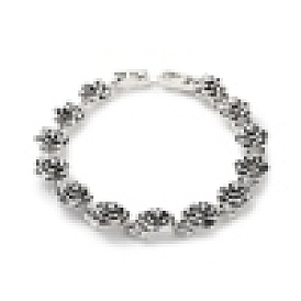 Vintage Alloy Rose Flower Link Chain Bracelet for Women