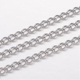 Ion Plating(IP) 304 Stainless Steel Curb Chains, Twisted Chains, Unwelded, for Jewelry Making