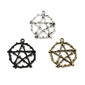 Alloy Pendant, Round with Star Pattern