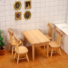 Mini Wood Dollhouse Furniture Accessories, for Miniature Living Room, Chair/Desk