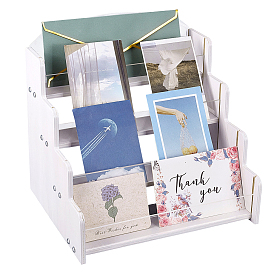 4-layer Acrylic and Wood Display Risers for Display Cards, Greeting Cards, Rectangle