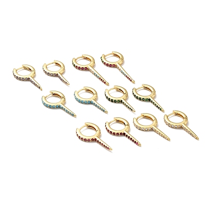 Cubic Zirconia Spike Horn Hoop Earrings, Gold Plated Brass Jewelry for Women, Cadmium Free & Lead Free