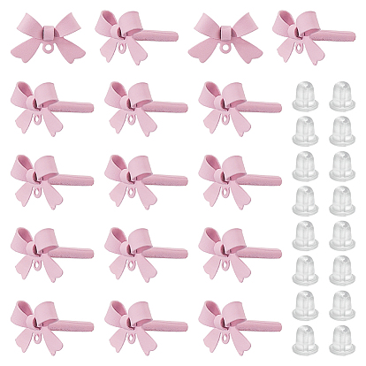 40 шт. Детали серьги-гвоздики из сплава, с 925 штырями стерлингового серебра, петля и 40шт. пластиковые гайки-ушки, бантом