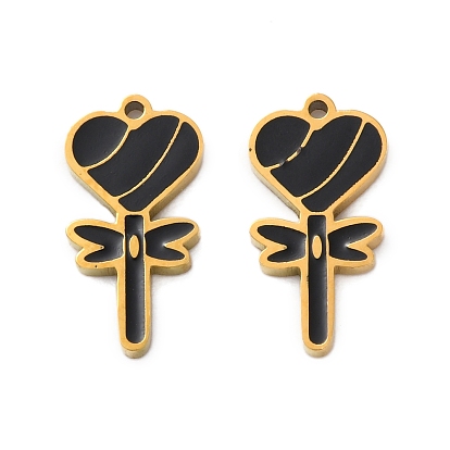 Ионное покрытие (IP) 304 подвески из нержавеющей стали с черной эмалью, сердечко волшебная палочка талисман