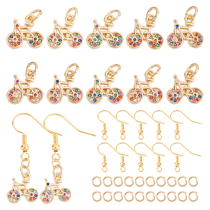 Наборы для изготовления сережек diy, в том числе 10 шт. латунные брелоки с кубическим цирконием в микроположении, 20 шт. 304 соединительные кольца из нержавеющей стали и 10 шт. Латунные крючки для серег.
