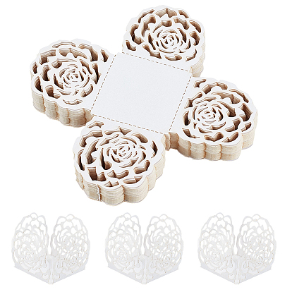 50 шт. упаковочные коробки для конфет из цветочной бумаги с окошком в виде розы