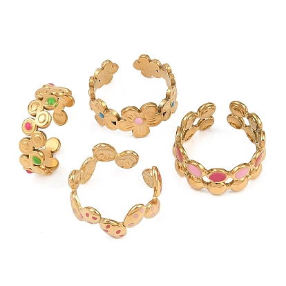 4 шт. 304 эмалированные манжеты из нержавеющей стали с открытыми кольцами, цветок / плоский круглый